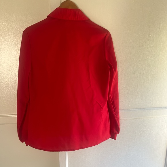 Vintage Red button front blouse. Length 24” width 18”. 100% polyester - Picture 3 of 5